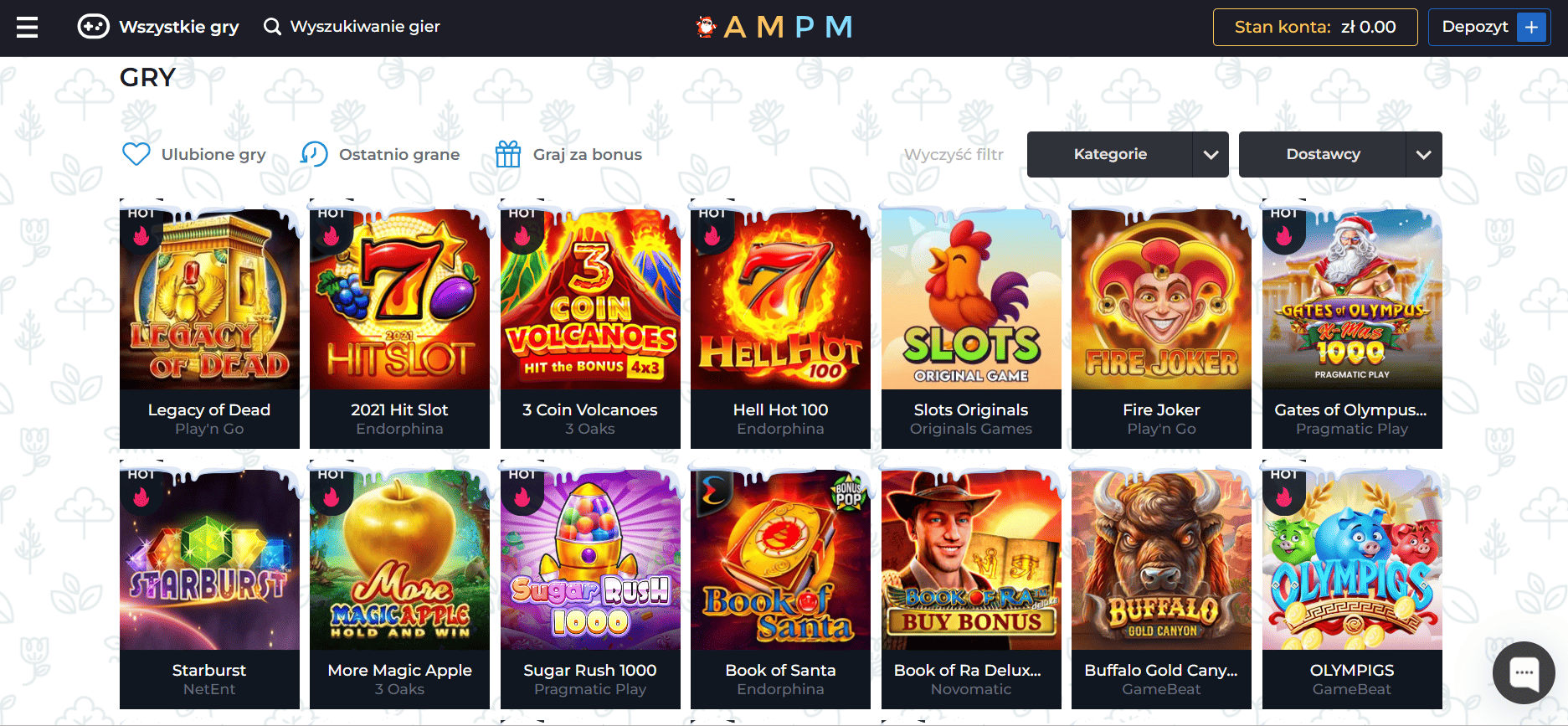 Gry w AMPM Casino - Bogaty wybór w kasyno internetowe